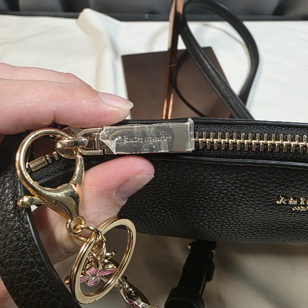 Kate Spade Leila Triple Gusset Pebbled Leather Crossbody Bag Black Like New - Picture 4 of 17